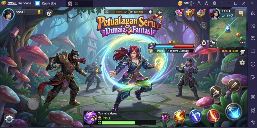 Tangkapan layar menampilkan aksi seru dalam game RPG 99SLL.