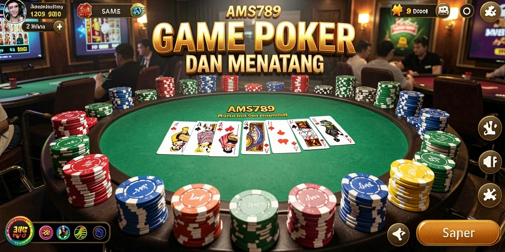 Tampilan permainan Poker yang menegangkan dan kompetitif.