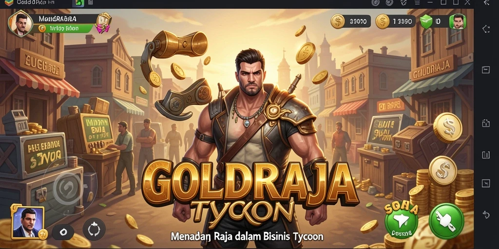Screenshot gameplay GOLDRAJA yang menunjukkan strategi bisnis yang menarik.