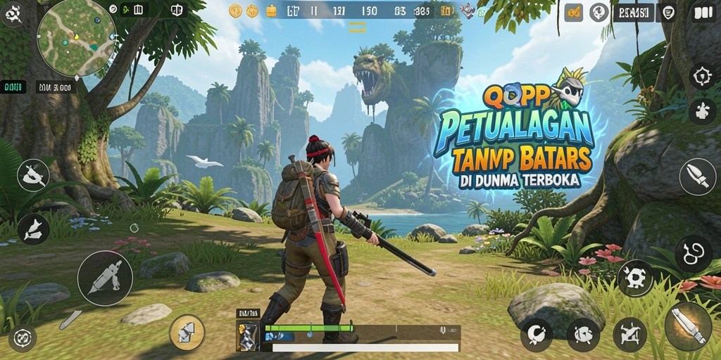 Screenshot gameplay QQRP menampilkan petualangan menarik di dunia terbuka.