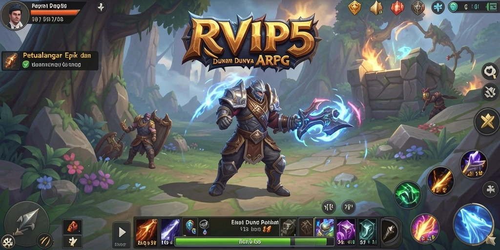 Screenshot gameplay RVIP5 menampilkan aksi pertarungan yang seru dalam dunia ARPG.