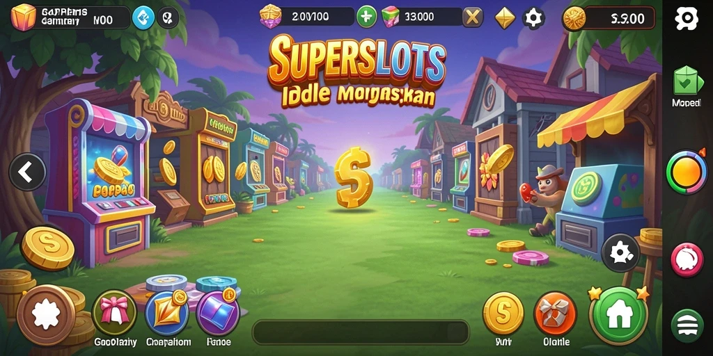 Tangkapan layar SUPERSLOTS menampilkan pengalaman gameplay Idle yang menawan.