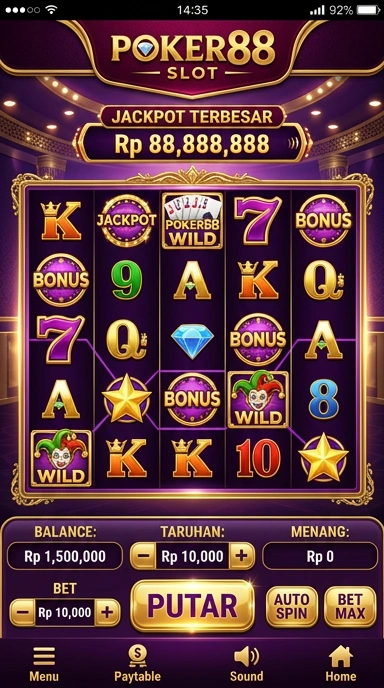 Tampilan utama aplikasi poker88 yang menarik dan mudah dinavigasi.